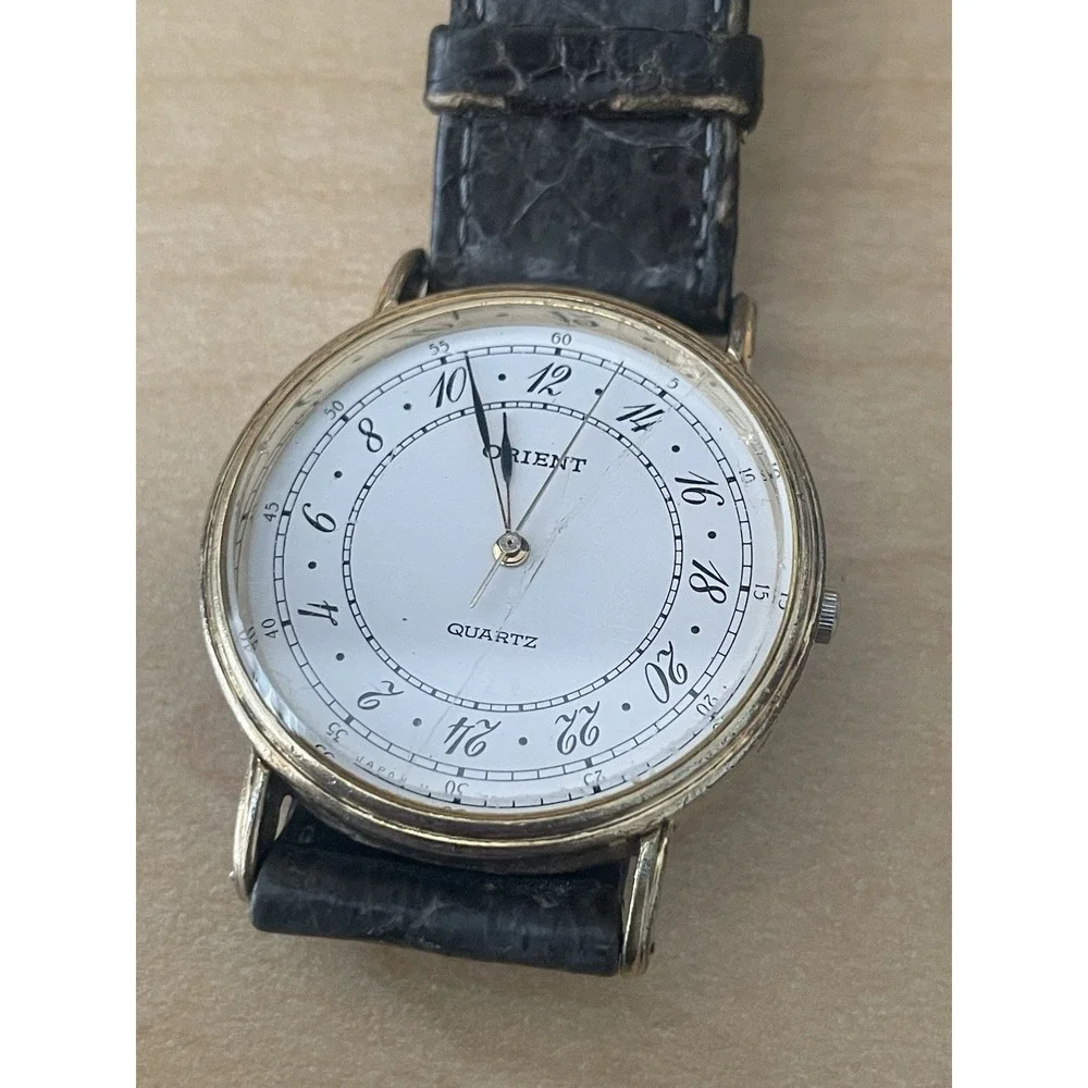 Rare Orient Watch Men's Dress 584501-70 CS White Dial Quartz Battery NOT WORKING - Picture 3 of 11